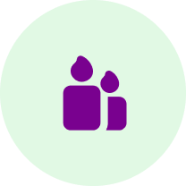 Group 44 A purple icon of two people in the middle of a circle.