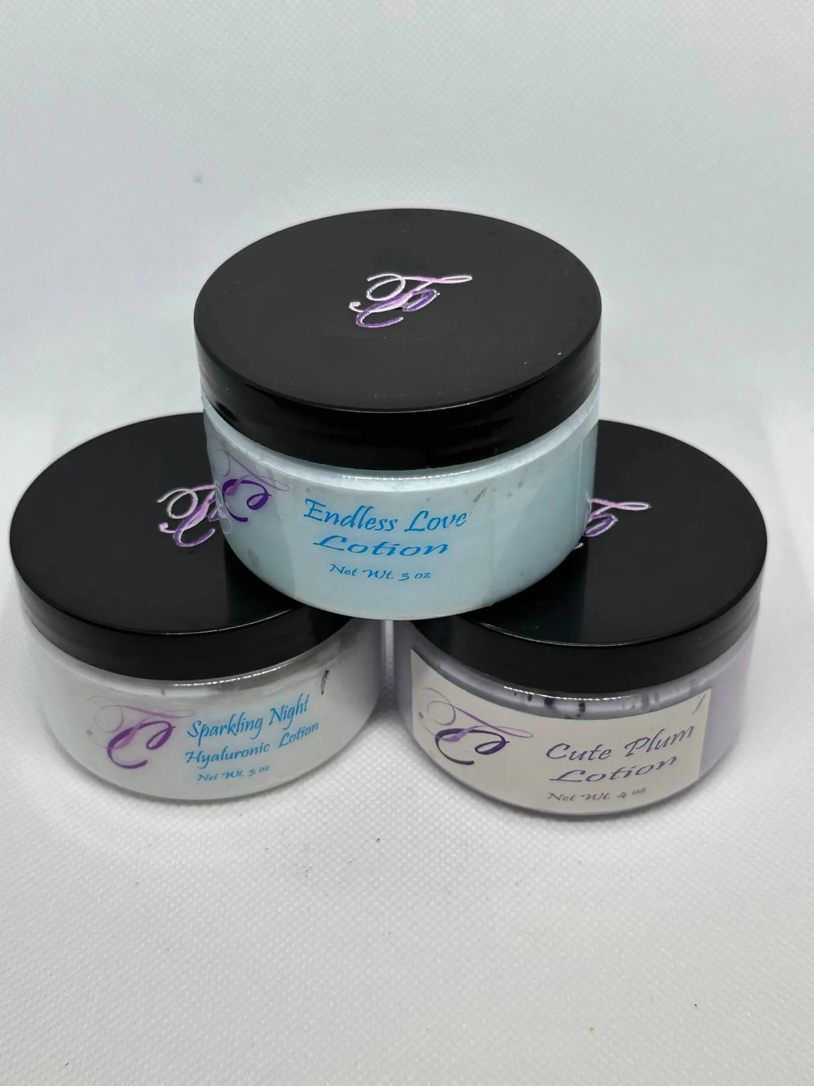 Three different types of body butters are shown.
