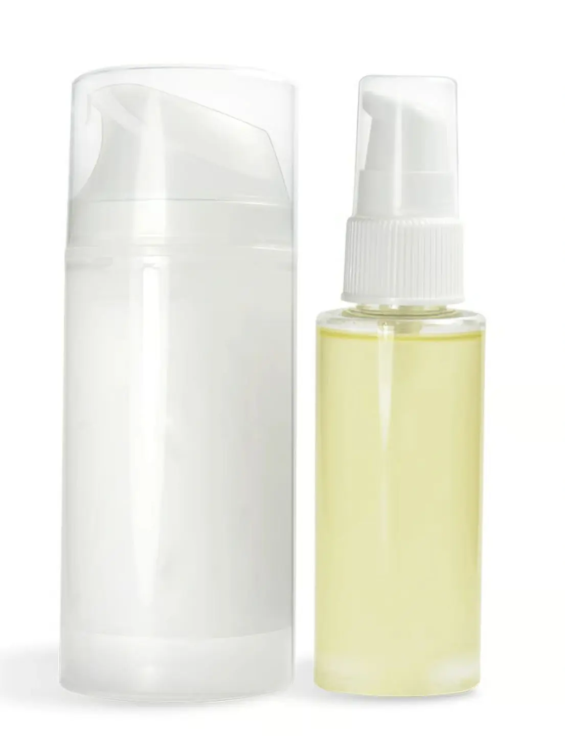 Two bottles of lotion and a spray bottle.